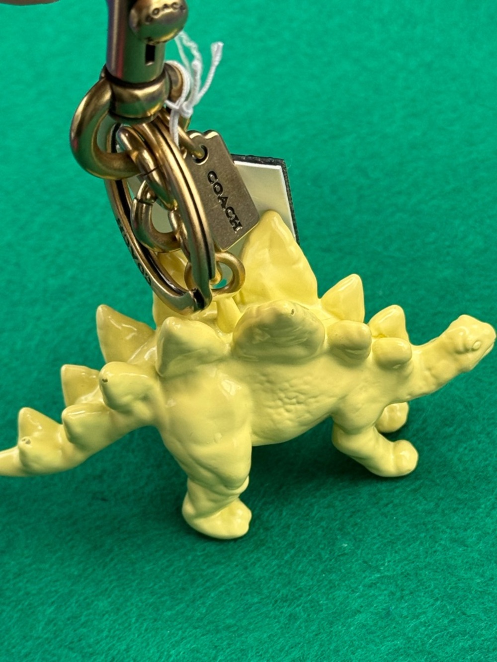Coach Yellow Stegosaurus Bag Charm with Gold Hardware